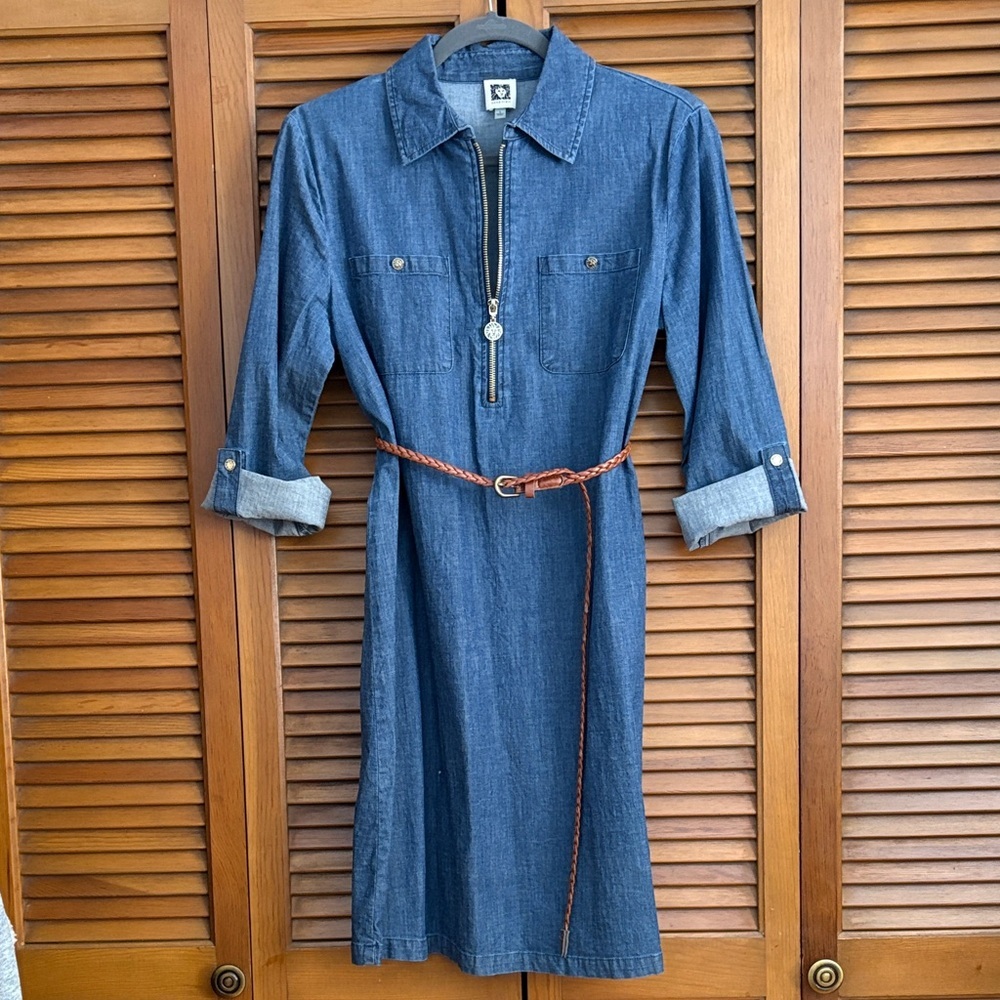Anne Klein Blue Long Sleeve Dress